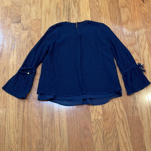 Michael Michael Kors Navy Blue Size Medium fully lined Women’s top tie sleeves - Picture 2 of 12